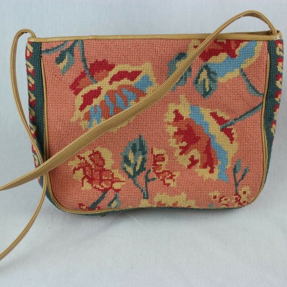 Elizabeth Turner Handmade Cross-Stitch Pink Purse - Picture 2 of 4